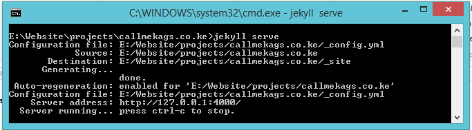Alt &ldquo;Jekyll Server screen&rdquo;