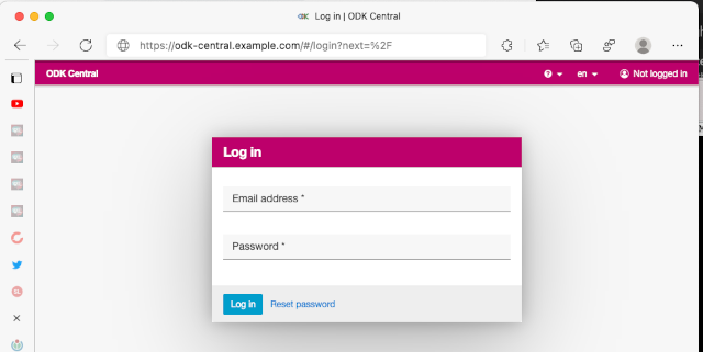 “ODK Central user login page”