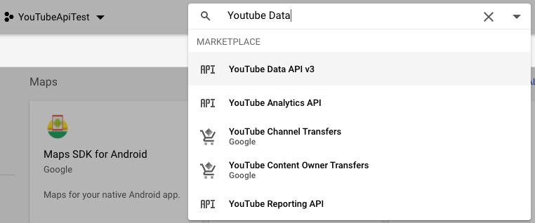 alt=“YouTube APIs Search”