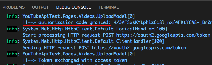 alt=“exchange authorization code with token log”